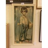 Mid 20th Century print of boy holding oranges