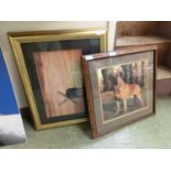 2 framed and glazed artworks incl. Chesterton windmill and dog