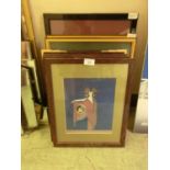 Set of 5 palm wood framed art deco style prints with 3 others