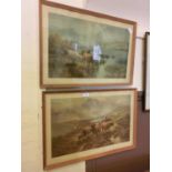 A pair of framed and glazed prints of highland cattle