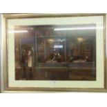 A framed and glazed print of continental street scene