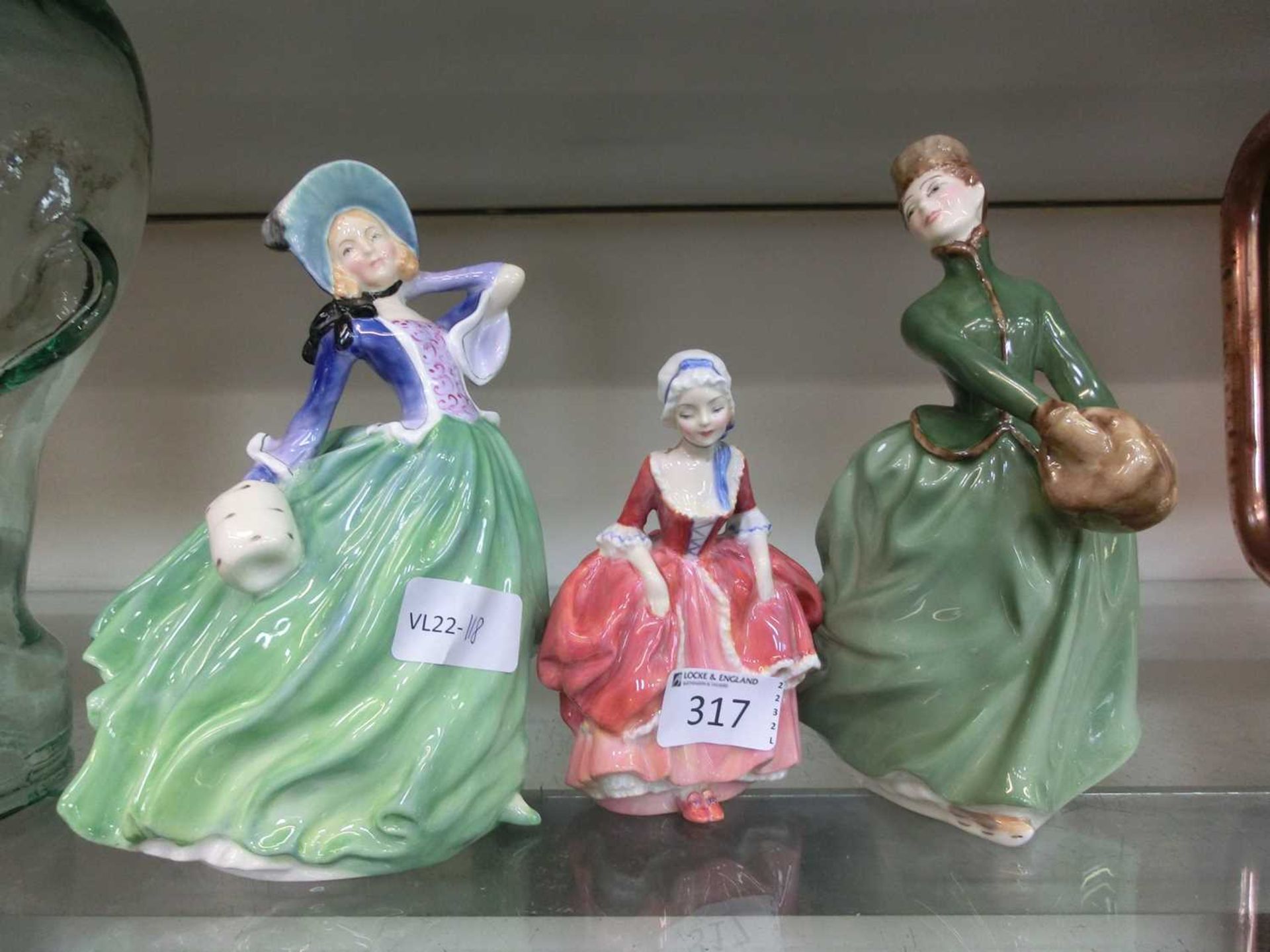 3 Royal Doulton ceramic figurines incl. Autumn Breezes HN1913, Goody Two Shoes HN2037 and Grace