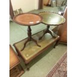 A reproduction mahogany glass topped coffee table together with a similar aged wine table and one
