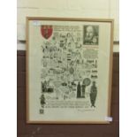 A framed and glazed limited edition 215/526 Warwickshire interest print