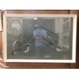 A framed and glazed abstract pastel and charcoal signed John Skelton dated '64