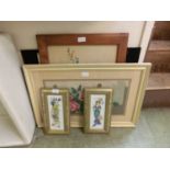 A collection of framed and unframed needle works to include classical figures, flowers, etc