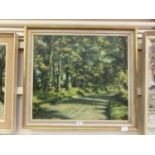 A framed oil on board of country lane scene signed M.Hartley