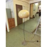 A mid-20th century design chrome and peach plastic standard lampSlight pitting towards top of