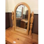 A modern pine swing dressing mirror