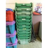A set of twelve green PVC storage boxes