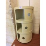 A mid-20th century plastic cylindrical bathroom cabinetDoes not appear to be replica.