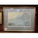 A framed and glazed watercolour of lake scene signed G.Douglas Hyslop