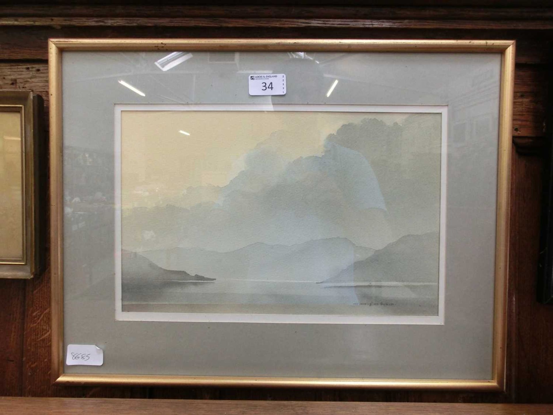 A framed and glazed watercolour of lake scene signed G.Douglas Hyslop