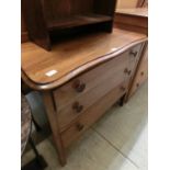 An oak bedroom chest of three drawers