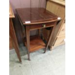 An Edwardian mahogany inlaid drop-leaf trolly