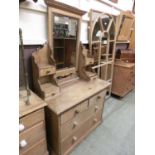 A late 19th century stripped pine dressing table (A/F)No discernable markings to any drawers found.