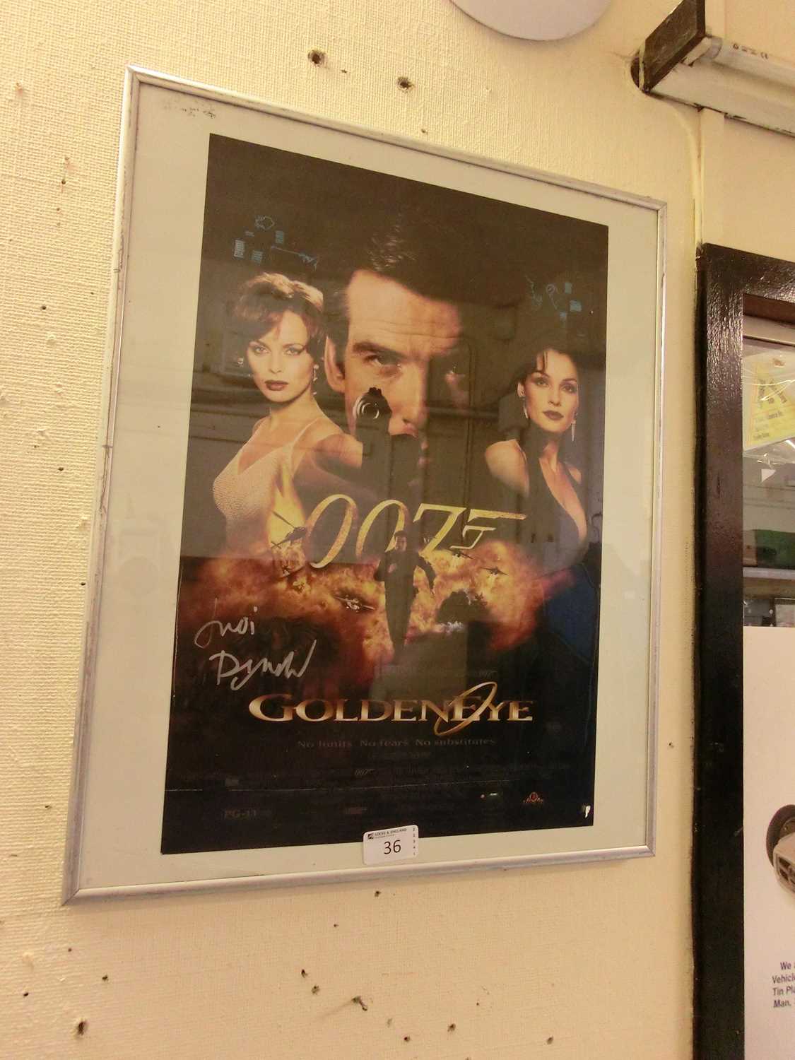 A framed and glazed signed poster for 'Golden Eye'