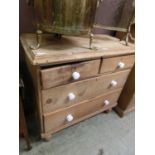 A Victorian pine chest of two short over two long drawers (A/F)
