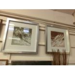 A pair of framed and glazed abstract prints signed bottom right A.McAndrews