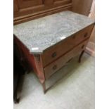 A continental marble topped commode chest of two drawers (A/F)
