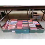 Three trays of assorted hardback books to include Tennyson, etc