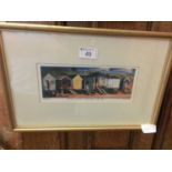 A limited edition print 'Beach Huts - Wells-Next-The-Sea' signed Lewis '95