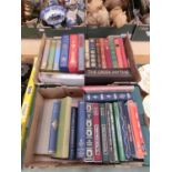 Two trays containing Folio Society books to include Greek myths, Anderson's fairy tales, Grimm's