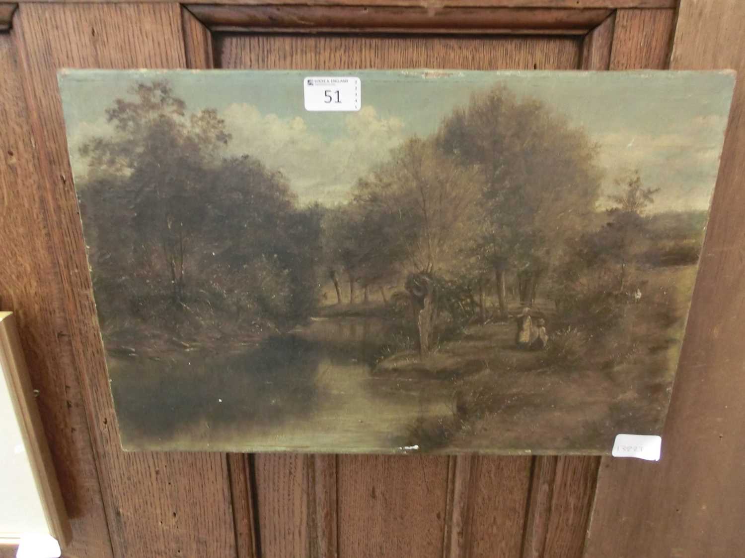 A 19th century oil on canvas of a river scene verso 'On the Leigh Brook' by Fred Taylor 1877