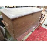 A Victorian stained pine blanket box
