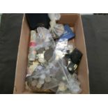 A box containing an assortment of coinage to include Jubilee crown, coin sets, medals, etc