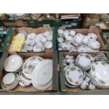 Four trays of assorted ceramic tableware