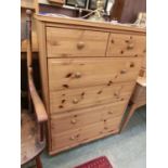 A pine bedroom chest of two over four drawers
