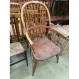 An early 20th century ash and elm seat stick-back Windsor chair