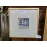 A framed and glazed watercolour of attic window signed Eliza Khachian