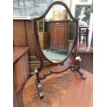 A Regency mahogany shield toilet mirror