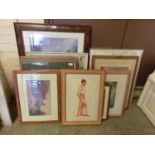 A large selection of framed and glazed prints, pictures, etc to include spy, hares, etc