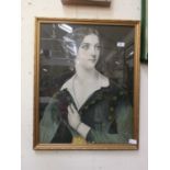 A framed and glazed 19th century scrapbook style picture of lady with dagger, possibly Lola