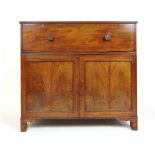 An 18th century mahogany secretaire cabinet, the top with presentation plaque over fitted secretaire