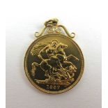 An 1887 Queen Victoria double sovereign pendant. Approx weight 17.1g