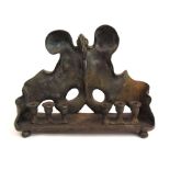 Moshe Oved (1885-1958), a bronze holocaust memorial menorah sculpture, l. 31 cm, h. 24 cm.*Moshe