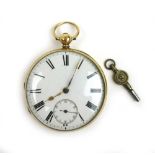 A Victorian 18ct gold open face fusee pocket watch. Approx. weight 141g