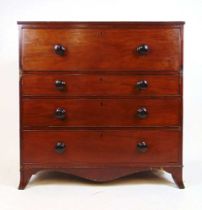 A 19th century mahogany secretaire chest, the top over the fall front fitted drawer and three