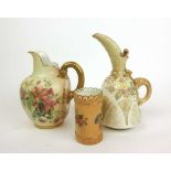 A 19th century Royal Worcester blush ivory water jug together with two similar Royal Worcester