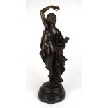 A bronze figure of standing nude on black marble base, h. 51 cm