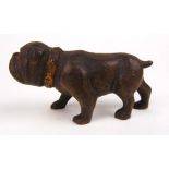 An early 20th century American cast iron and painted figure of a bulldog, 'New Bedford Mass 7.8.33.'