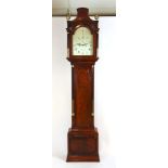 A late 18th century and later mahogany long case clock, the fretwork pediment over the face with