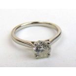 A 950 platinum and round brilliant cut diamond solitaire engagement ring, the stone approximately