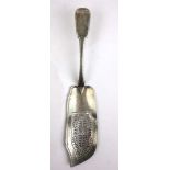 A William IV silver fish slice with pierced decoration to blade. Hallmarked for London 1835,