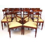 A set of ten (8+2) mahogany reproduction 19th century style dining chairs, the carved back rail over