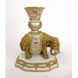 A 19th century Royal Worcester vase modelled in the form of an elephant, h. 21 cm A/FChips and crack